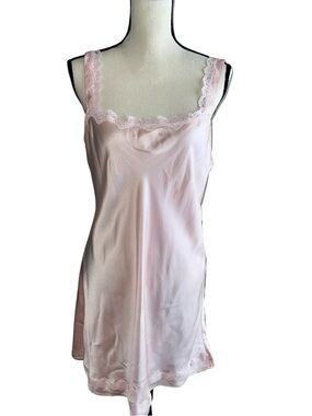 VTG Olga 100% Pink Silk Short Slip L